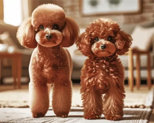 Red Toy Poodles Diamond Painting