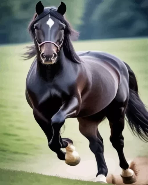 Running Black Horse Diamond Painting