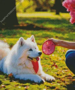 Samoyed Dog With A Dreamcatcher Diamond Painting