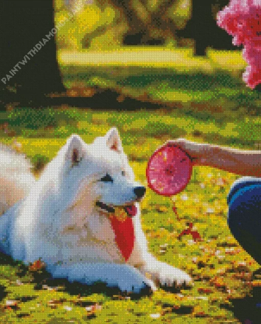 Samoyed Dog With A Dreamcatcher Diamond Painting