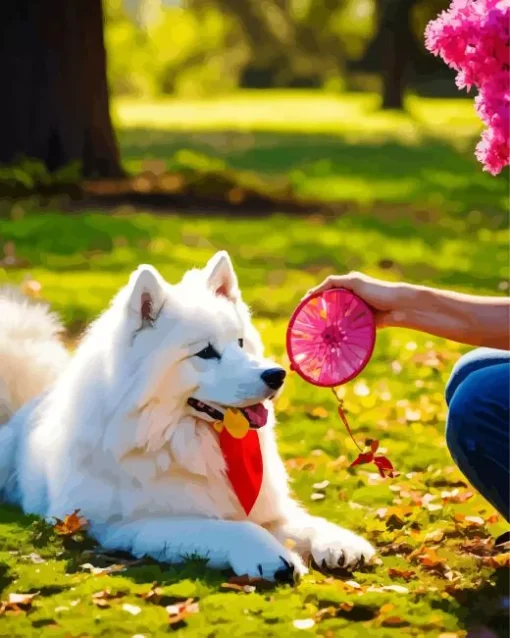 Samoyed Dog With A Dreamcatcher Diamond Painting