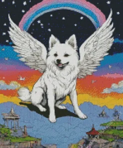 Samoyed Dog With Wings Diamond Painting