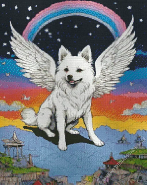 Samoyed Dog With Wings Diamond Painting