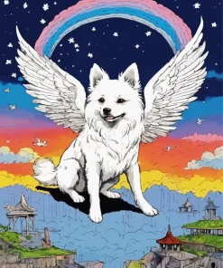 Samoyed Dog With Wings Diamond Painting