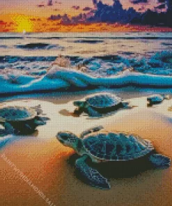 Sea Turtles Beach Babies Diamond Painting