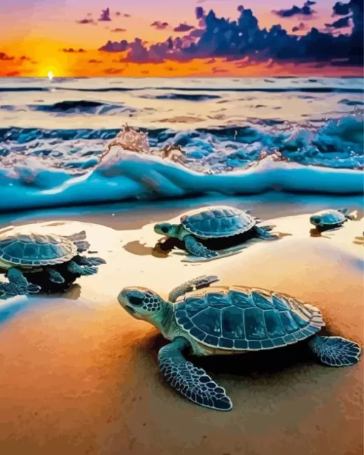 Sea Turtles Beach Babies Diamond Painting