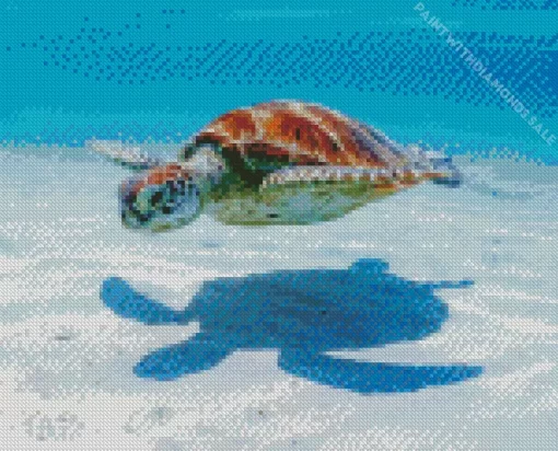 Sea Turtle In Blue Sea Diamond Painting