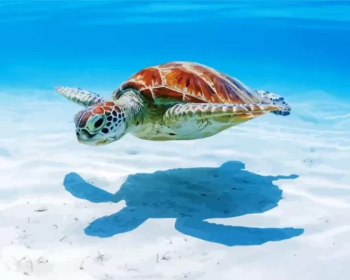 Sea Turtle In Blue Sea Diamond Painting