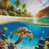 Sea Turtle In Clear Water Diamond Painting