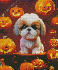 Shih Tzu In Halloween Diamond Painting