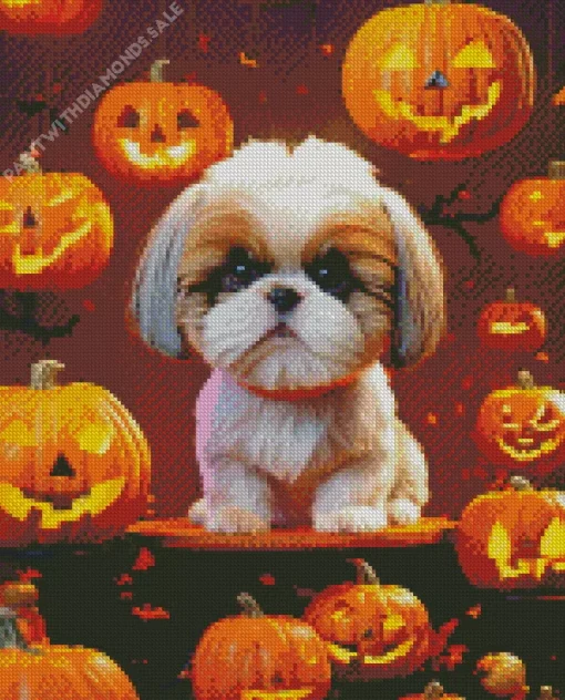 Shih Tzu In Halloween Diamond Painting