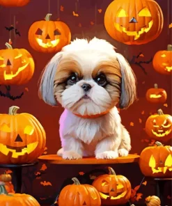 Shih Tzu In Halloween Diamond Painting