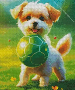 Shih Tzu Playing With A Ball Diamond Painting