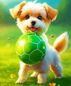 Shih Tzu Playing With A Ball Diamond Painting