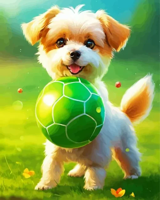 Shih Tzu Playing With A Ball Diamond Painting