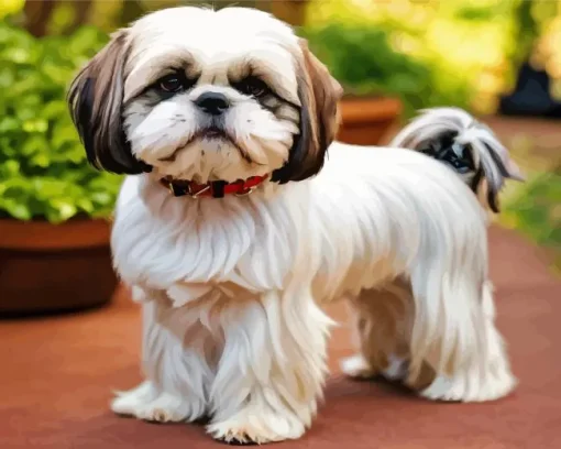 Shih Tzu With Brown Ears Diamond Painting