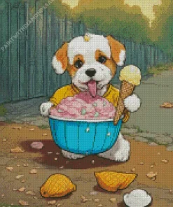 Shih Tzu With Ice Cream Diamond Painting