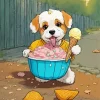 Shih Tzu With Ice Cream Diamond Painting