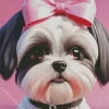 Shih Tzu With Pink Bow Diamond Painting