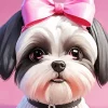 Shih Tzu With Pink Bow Diamond Painting