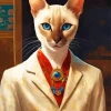 Siamese Cat Boy Diamond Painting