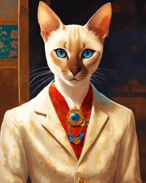 Siamese Cat Boy Diamond Painting