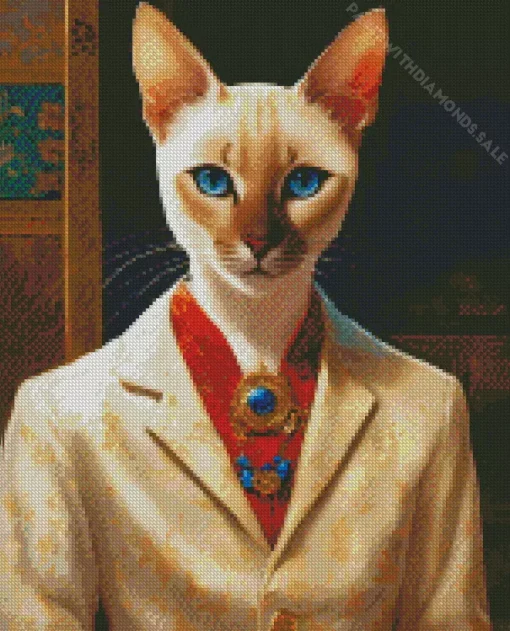 Siamese Cat Boy Diamond Painting