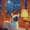 Siamese Cat In A Starry Night Diamond Painting