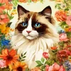 Siamese Cat In Flowers Diamond Painting