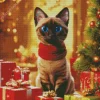 Siamese Cat With Christmas Gifts Diamond Painting