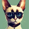 Siamese Cat With Glasses Diamond Painting