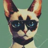 Siamese Cat With Glasses Diamond Painting