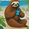 Sloth Enjoying Beach Day Diamond Painting