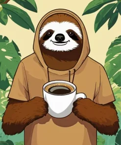 Sloth Having Coffe Diamond Painting