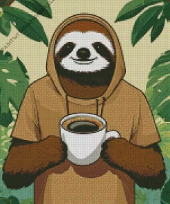 Sloth Having Coffe Diamond Painting