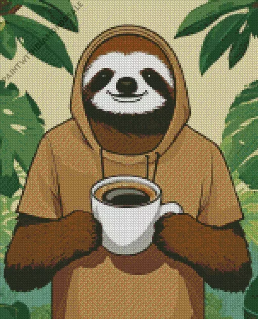 Sloth Having Coffe Diamond Painting