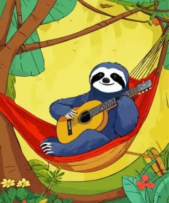 Sloth Playing Guitar Diamond Painting