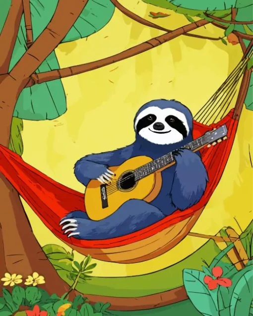 Sloth Playing Guitar Diamond Painting