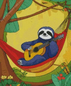 Sloth Playing Guitar Diamond Painting