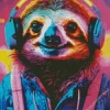 Sloth With Headphones Diamond Painting