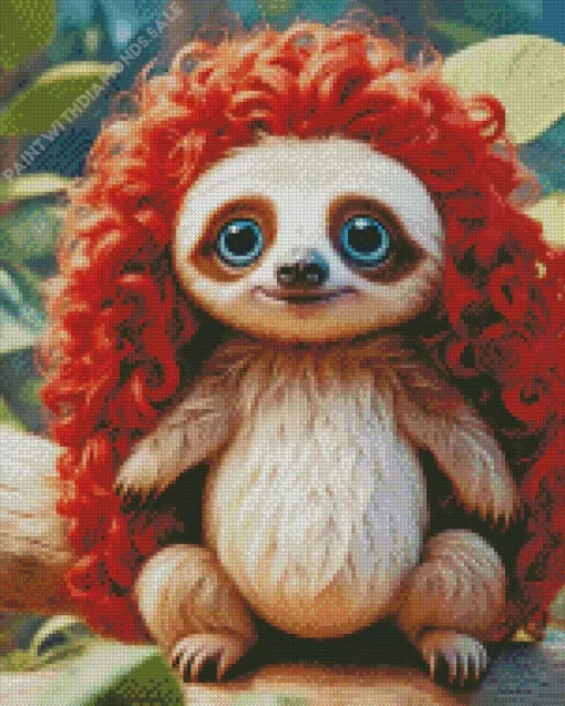 Sloth With Long Red Hair Diamond Painting