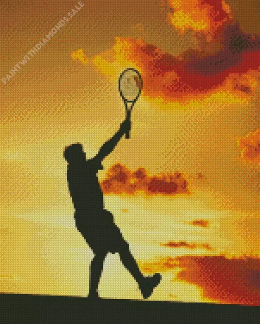 Tennis Player Silhouette Diamond Painting