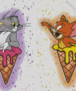 Tom and Jerry With Ice Cream Diamond Painting