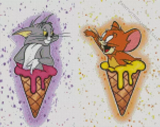 Tom and Jerry With Ice Cream Diamond Painting