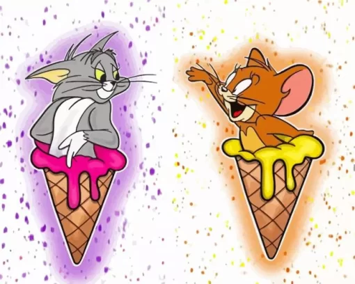 Tom and Jerry With Ice Cream Diamond Painting