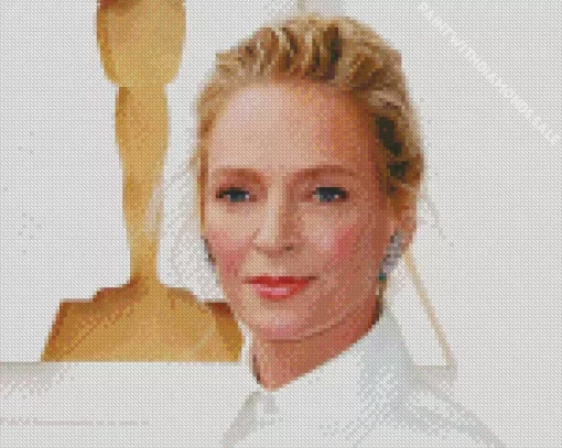 Uma Thurman Wearing White Diamond Painting