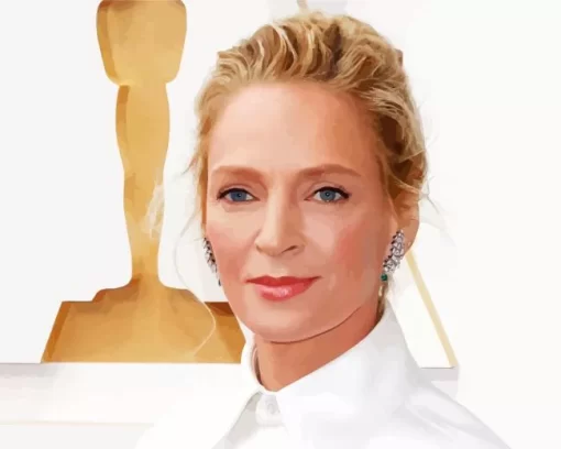 Uma Thurman Wearing White Diamond Painting