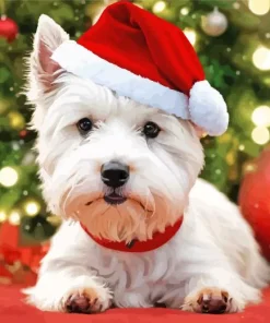 Westy Dog In Santa Hat Diamond Painting