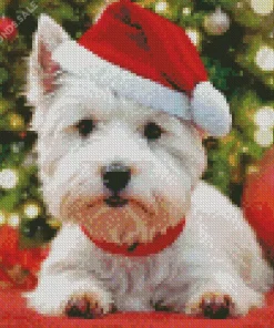 Westy Dog In Santa Hat Diamond Painting