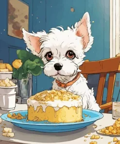 Westy Eating Cake Diamond Painting